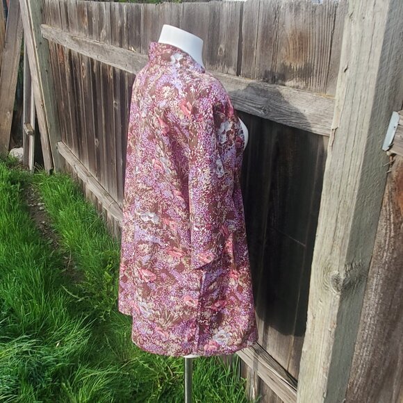 Vintage Fritzi (of California?) Floral No Button Coverlet Top O/S Nylon? - Picture 5 of 8